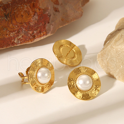 Vintage Chinese Style Stainless Steel Round Stud Earrings & Cuff Rings Sets for Women ZU7314-1-1