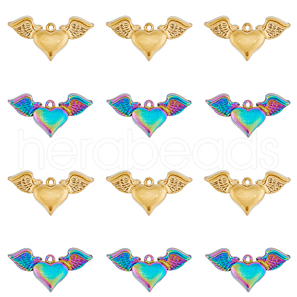 DICOSMETIC 12Pcs 2 Colors 304 Stainless Steel Pendants STAS-DC0014-10-1