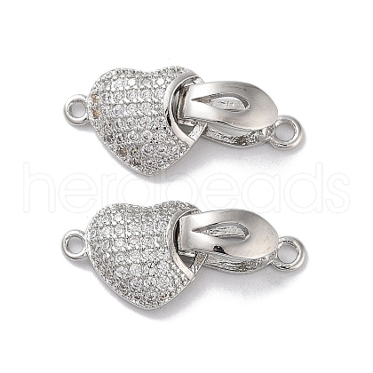 Brass Micro Pave Cubic Zirconia Fold Over Clasps KK-E107-02P-1