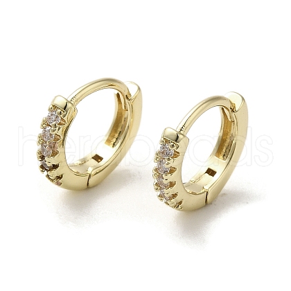 Brass Micro Pave Cubic Zirconia Hoop Earring EJEW-C082-01B-G-1