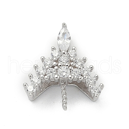 925 Sterling Silver Pave Clear Cubic Zirconia Crown Pendant Bails STER-P068-04P-1