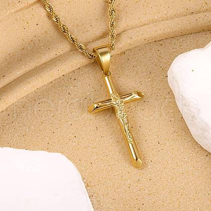 Jesus Cross 304 Stainless Steel Pendant Necklaces FS-WG6BB52-01-1