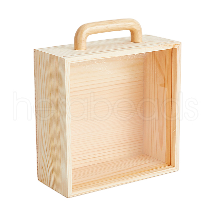 Transparent Acrylic Sliding Lid Wooden Gift Boxes with Handle CON-WH0078-28-1
