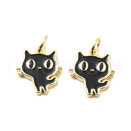 Brass Enamel Charms KK-L237-010G-1