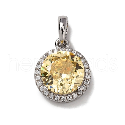 925 Sterling Silver Pave Yellow Cubic Zirconia Pendants STER-F063-01C-02-1
