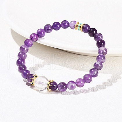 Natural Amethyst Beads Stretch Bracelets WGCCAF7-06-1
