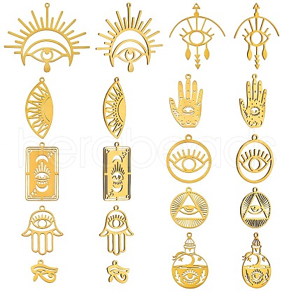 20Pcs 10 Style 201 Stainless Steel Laser Cut Charms STAS-SZ0002-67G-1