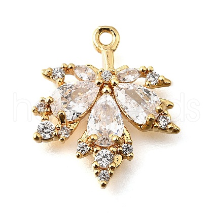 Brass Micro Pave Clear Cubic Zirconia Pendants KK-U065-03G-01-1