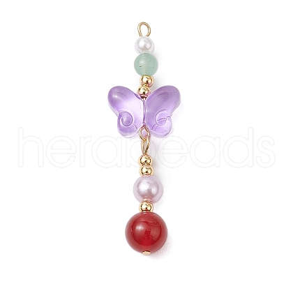 Natural Carnelian and Glass Pendants PALLOY-JF03192-06-1