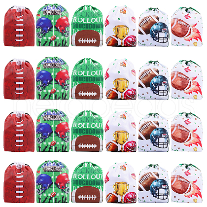 BENECREAT 24Pcs 6 Style Rugby Polyester Drawstring Storage Backpack Bags ABAG-BC0001-63-1