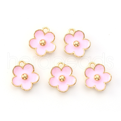 Light Gold Plated Alloy Enamel Pendants ENAM-R136-16B-1