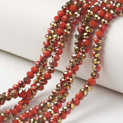 Electroplate Opaque Glass Beads Strands EGLA-A034-P6mm-O07-1