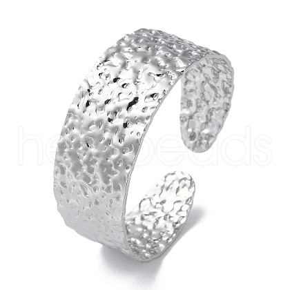 Non-Tarnish 304 Stainless Steel Hammered Textured Cuff Bangles for Women BJEW-Q770-03P-1