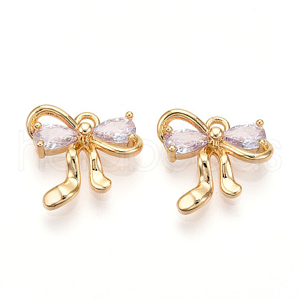 Brass Micro Pave Cubic Zirconia Charms KK-N261-92C-G-1