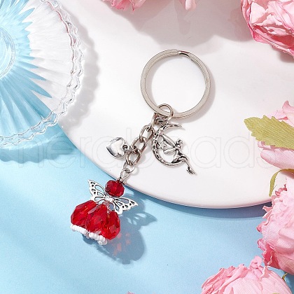Glass & Tibetan Style Alloy Keychain KEYC-MZ00037-05-1