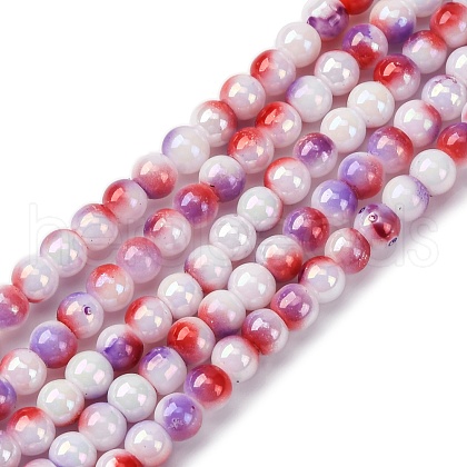 Pearlized Handmade Lampwork Beads Strands LAMP-R020-04G-1