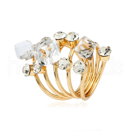 Alloy Rhinestone Multi-layer Rings VU7935-1-1