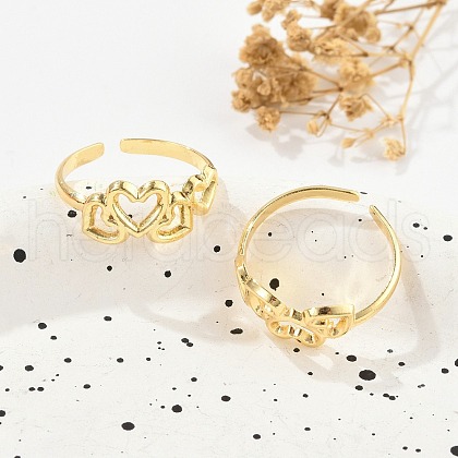Brass Cuff Rings for Women RJEW-B119-04G-1