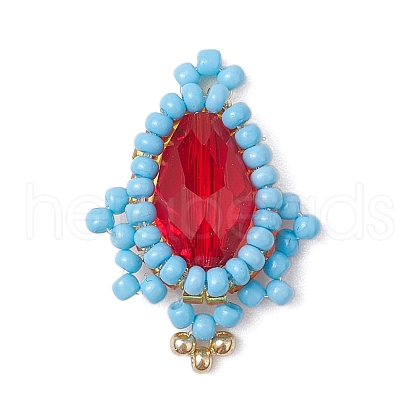 Glass Seed Beaded Teardrop Pendants PALLOY-MZ00540-02-1