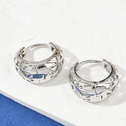 Hollow Triangle Brass Micro Pave Clear Cubic Zirconia Hoop Earring EJEW-M082-12P-1