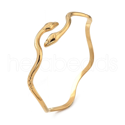 Ion Plating(IP) 304 Stainless Steel Cuff Bangles for Women BJEW-Z078-09G-1