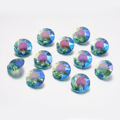 Faceted Glass Rhinestone Charms RGLA-F051-10mm-202PS-1