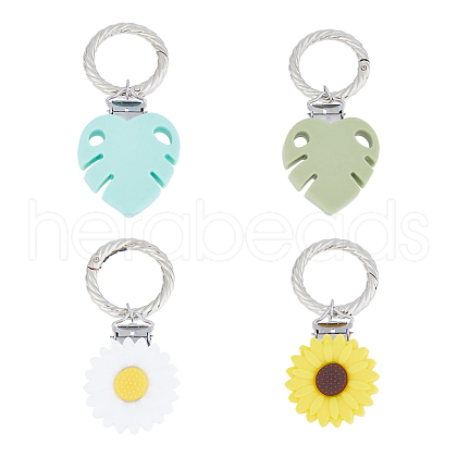 Sunflower & Leaf Silicone Hat Clip for Travel HJEW-FH00040-1