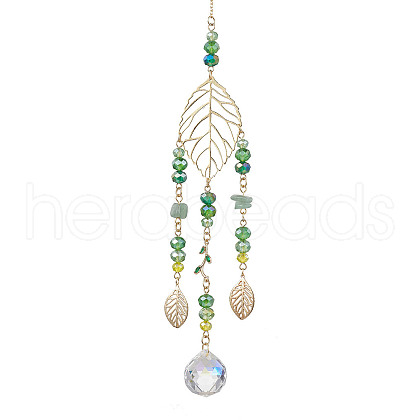 Brass Hollow Leaf Hanging Ornaments HJEW-TA00181-1