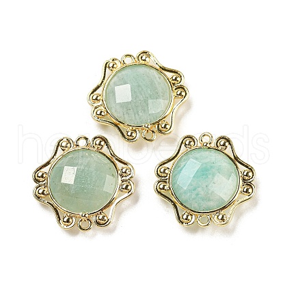Natural Amazonite Faceted Connector Charms G-M431-09G-01-1