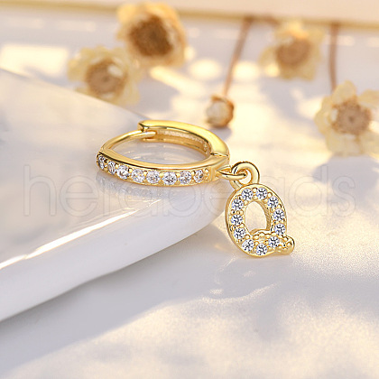 Brass Micro Pave Clear Cubic Zirconia Hoop Earrings WGE85EC-17-1