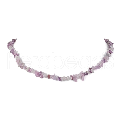 Natural Lilac Jade Chip Beaded Necklace NJEW-JN04616-04-1