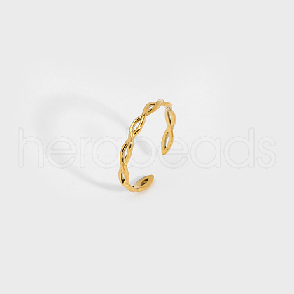 Minimalist adjustable stainless steel ring with woven lines RP5581-1