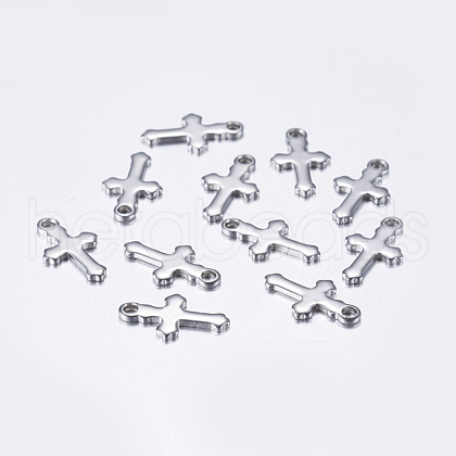 Tarnish Resistant 304 Stainless Steel Tiny Cross Charms STAS-L198-27P-1