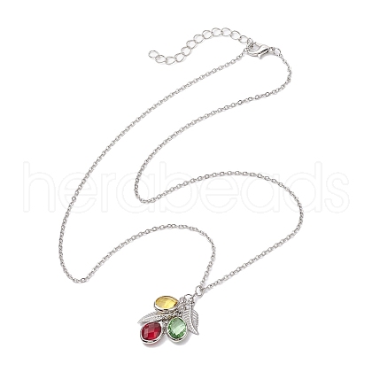 Stainless Steel and Glass Pendant Necklaces NJEW-JN04701-01-1