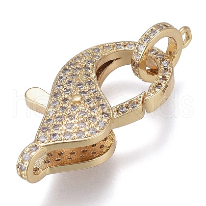 rass Micro Pave Cubic Zirconia Lobster Claw Clasps ZIRC-M108-08A-G-1
