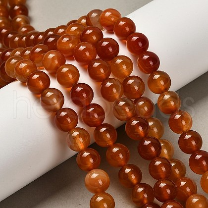Dyed Natural Red Agate Beads Strands G-G203-10H-10mm-1