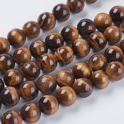 Nattural Tiger Eye Beads Strands G-GSR12mmC014-A-1