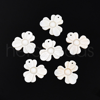 Natural Freshwater Shell Carved Pendants SHEL-N036-13-1