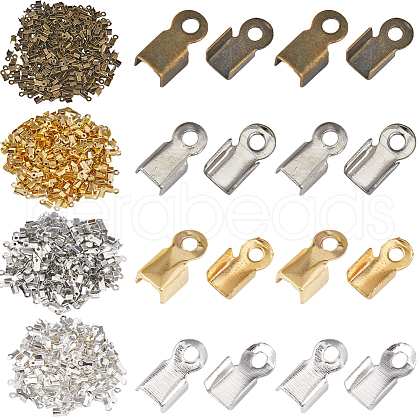 SOFPLATE 1200Pcs 4 Colors Iron Folding Crimp Ends IFIN-SP0001-09-1