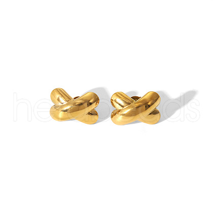 Luxury Stainless Steel Cross X-Shaped Stud Earrings QF0443-1-1