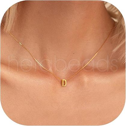 Stainless Steel Initial Pendant Box Chain Necklaces for Women FS-WG8229D-04-1