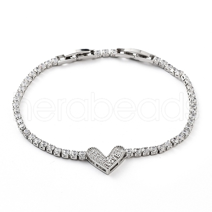 Platinum Brass Link Bracelet BJEW-C055-05I-P-1