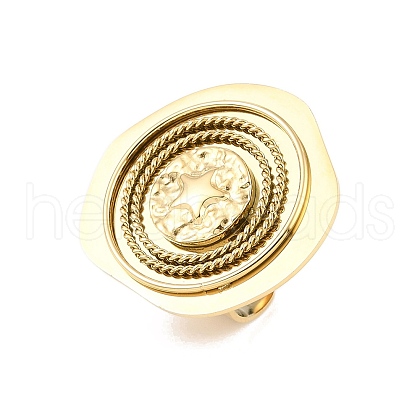 Irregular Round 304 Stainless Steel Open Cuff Rings for Women RJEW-S410-03G-01-1