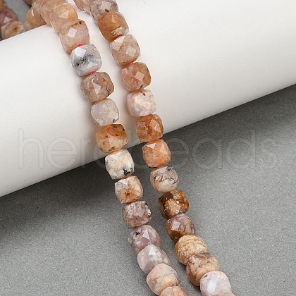 Natural Cherry Blossom Agate Beads Strands G-H078-C43-6mm-1
