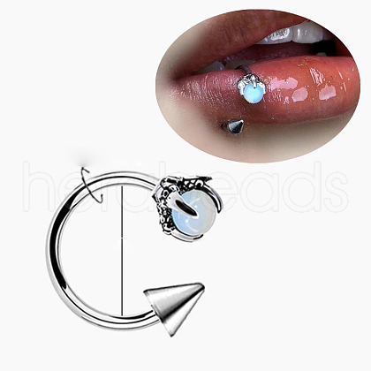 Claw Cone 304 Stainless Steel Cubic Zirconia Hoop Lip Rings FS-WG1AB27-27-1