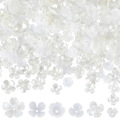 SUNNYCLUE 600PCS 6Style ABS Plastic Imitation Pearl Bead Caps OACR-SC0001-30-1