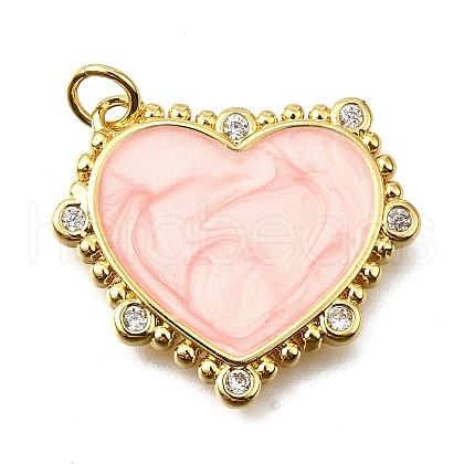 Brass Micro Pave Cubic Zirconia Enamel Pendants KK-V011-22G-C-1