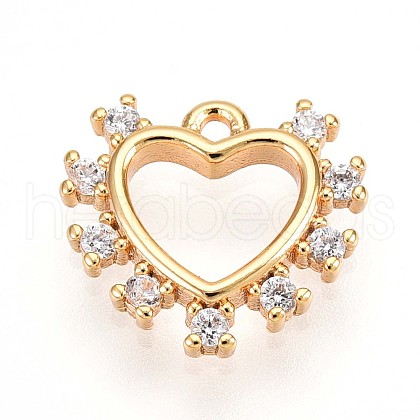 Brass Micro Pave Clear Cubic Zirconia Pendants KK-T075-06G-1