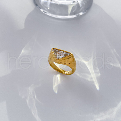 304 Stainless Steel with Cubic Zirconia Finger Rings FS-WG3D7B4-15-1