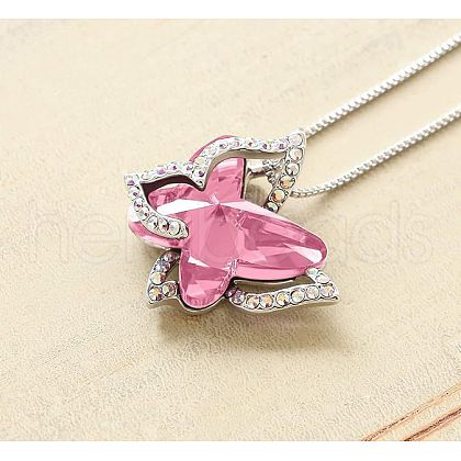 Butterfly Brass Pave Glass Birth Stone Pendant Necklaces FS-WG3BB0A-05-1